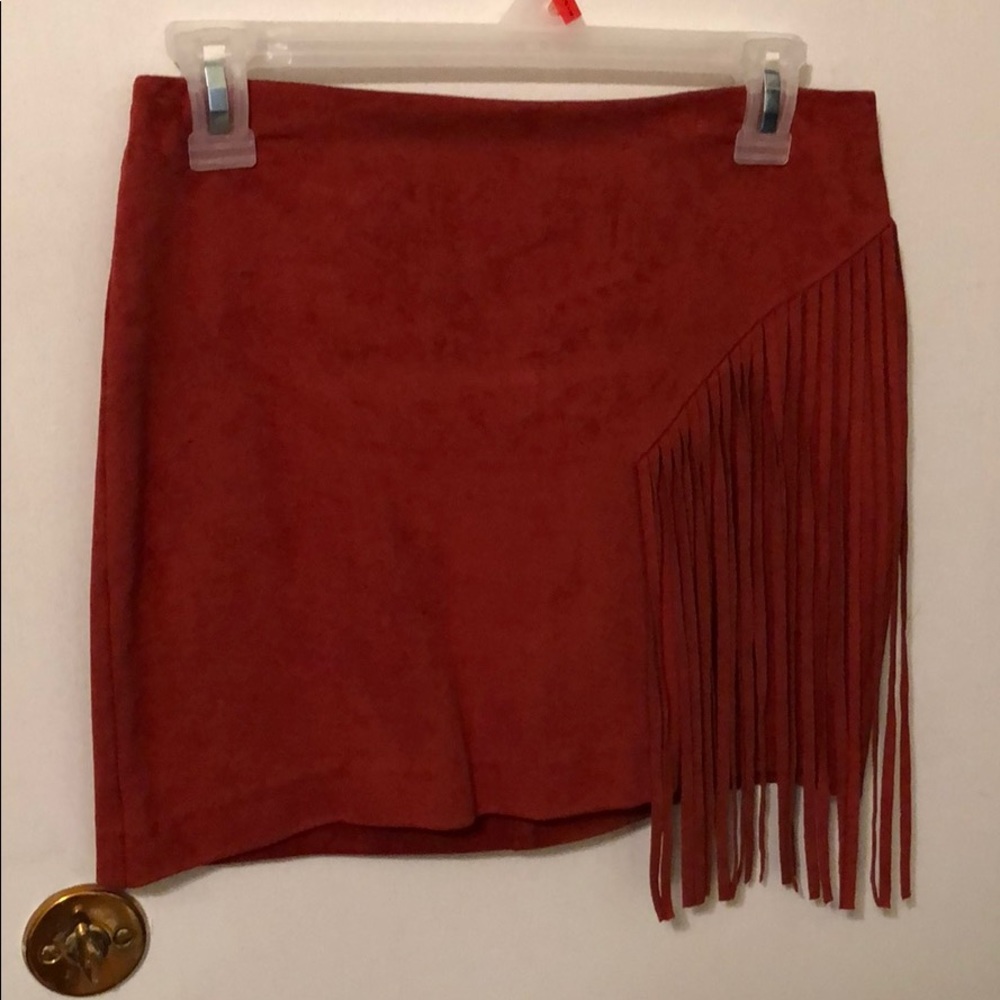 Fringe skirt suede